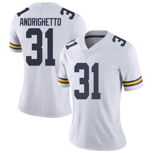 Lucas Andrighetto Michigan Wolverines Women's NCAA #31 White Limited Brand Jordan College Stitched Football Jersey BAP2054UD